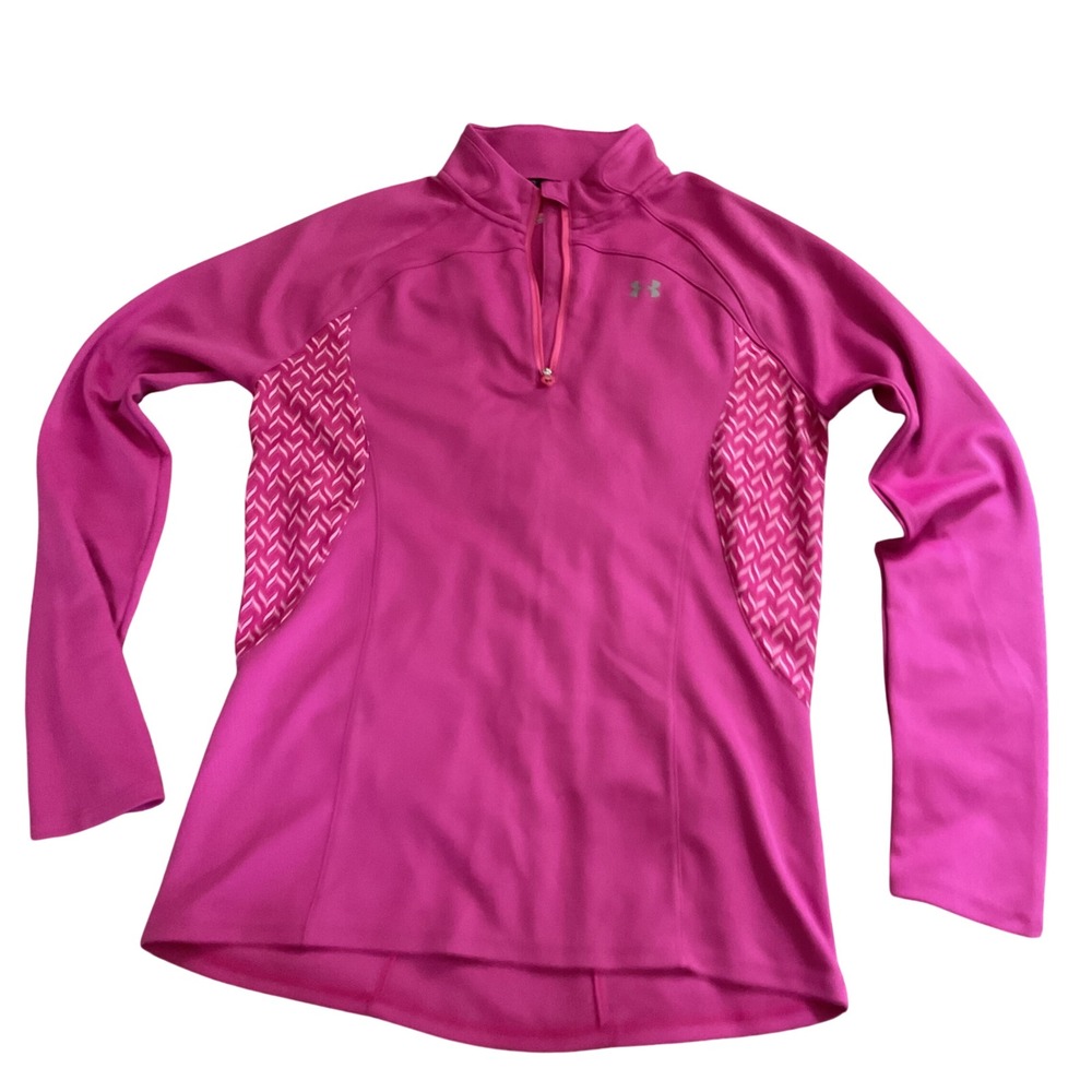 Under Armour Womens Pink Allseasongear Quarter Zip Pullover Running Top Small
